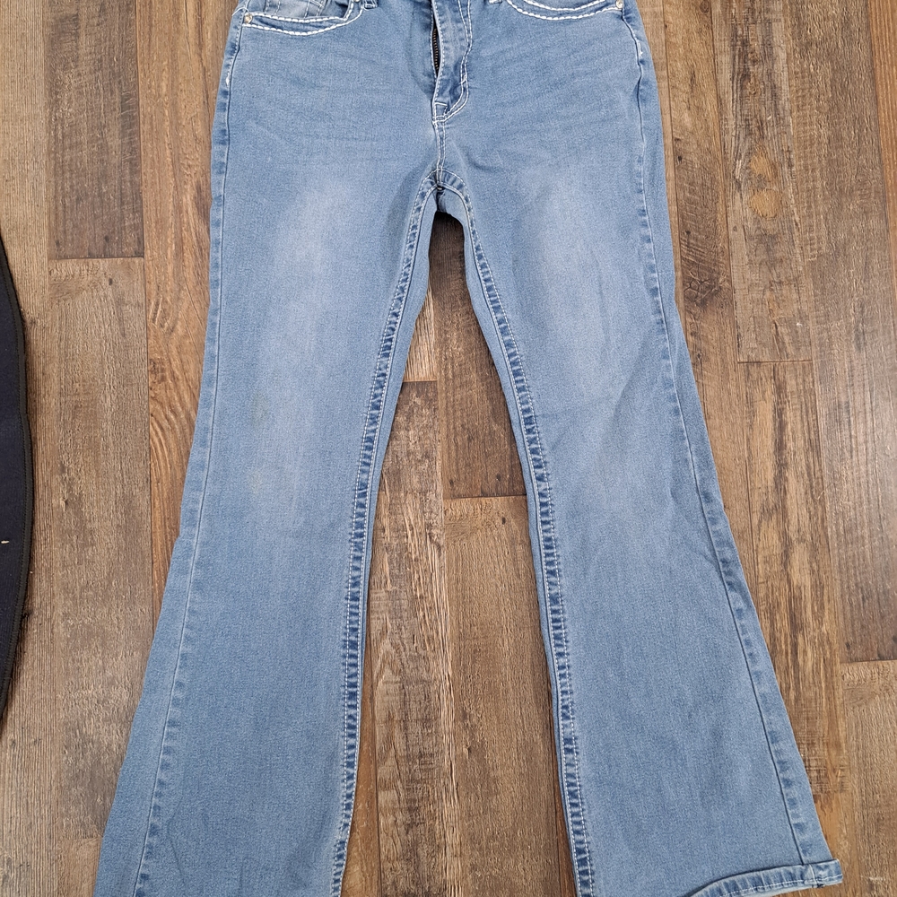 BAMBOO Light Blue Flare Jeans with Embroidered Pockets - Picture 2 of 4